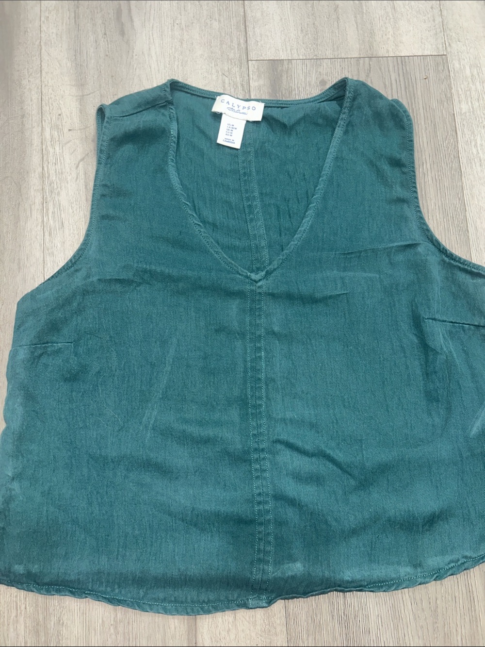 Calypso St. Barth Teal V-Neck Tank women’s medium